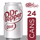 Diet Dr Pepper Soda Pop, 12 fl oz, 24 Pack Cans