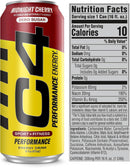C4 Performance Energy Drink, Midnight Cherry, Zero Sugar, Carbonated, 16 fl oz Can (12 Pack)