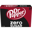 Dr Pepper Zero Sugar Soda Pop, 12 fl oz, 24 Pack Cans