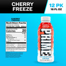 Prime Hydration Sports Drink, Cherry Freeze, 16.9 fl oz, 12 Pack, Bottles