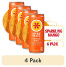 (4 pack) IZZE Sparkling Juice Beverage Blend, Mango, No Sugar Added, 8.4 FL OZ, 6 Cans