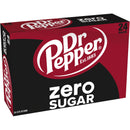 Dr Pepper Zero Sugar Soda Pop, 12 fl oz, 24 Pack Cans