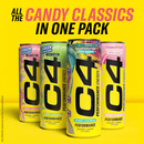 C4 Performance Energy Drink, Jolly Rancher & Candy Variety Pack, Strawberry Blast, Watermelon, Green Apple, & Cosmic Rainbow, 12 fl oz Cans, 12 Pack