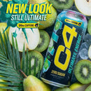 C4 Ultimate Energy Drink, Tropical Tundra Frost, Zero Sugar, Carbonated, 16 oz can (12 Pack)