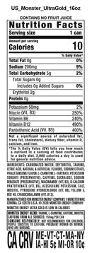 Monster Energy Zero Ultra, Sugar Free Energy Drink, 16 Ounce