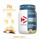Dymatize ISO100 Hydrolyzed Whey Isolate Protein Powder, Gourmet Vanilla, 20 Servings