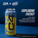 C4 Performance Energy Drink, Jolly Rancher Green Apple Flavor, Zero Sugar, Carbonated, 16 fl oz Can (12 Pack)