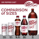 Diet Dr Pepper Soda Pop, 12 fl oz, 24 Pack Cans