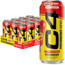C4 Performance Energy Drink, Arctic Snow Cone Flavor, Zero Sugar, Carbonated, 16 fl oz Can, 12 Pack