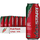 Mountain Dew Kickstart Fruit Punch Juice Drink, 12 pack, 16 fl oz cans