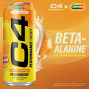 C4 Performance Energy Drink, Orange Creamsicle Flavor, Zero Sugar, Carbonated, 16 oz can (12 Pack)