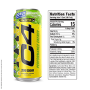 C4 Performance Energy Drink, Jolly Rancher Green Apple Flavor, Zero Sugar, Carbonated, 16 fl oz Can (12 Pack)