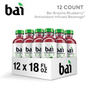 Bai Brasilia Blueberry Antioxidant Infused Water Beverage, 18 fl oz, 12 Pack Bottles