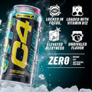 C4 Ultimate Energy Drink, Tropical Tundra Frost, Zero Sugar, Carbonated, 16 oz can (12 Pack)