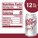 Diet Dr Pepper Soda Pop, 12 fl oz, 24 Pack Cans