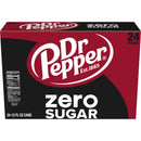 Dr Pepper Zero Sugar Soda Pop, 12 fl oz, 24 Pack Cans
