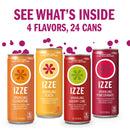 IZZE Sparkling Juice Beverage Blend, Variety Pack, No Sugar Added, 8.4 FL OZ, 24 Cans