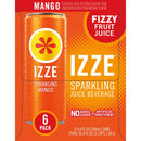 (4 pack) IZZE Sparkling Juice Beverage Blend, Mango, No Sugar Added, 8.4 FL OZ, 6 Cans