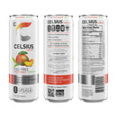 CELSIUS Fizz Free Peach Mango Green Tea, Functional Energy Drink 12 fl oz (Pack of 12)
